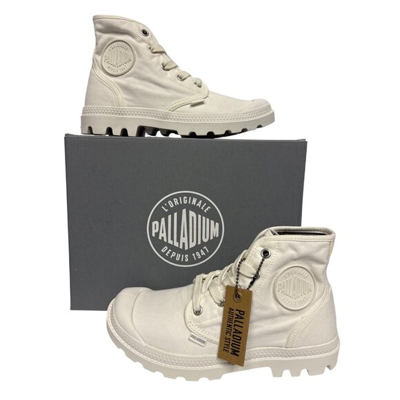 Palladium Pampa Hi Star White Women's Sneaker Vegan Lug Sole Cap Toe Size 7 NEW - Picture 1 of 11